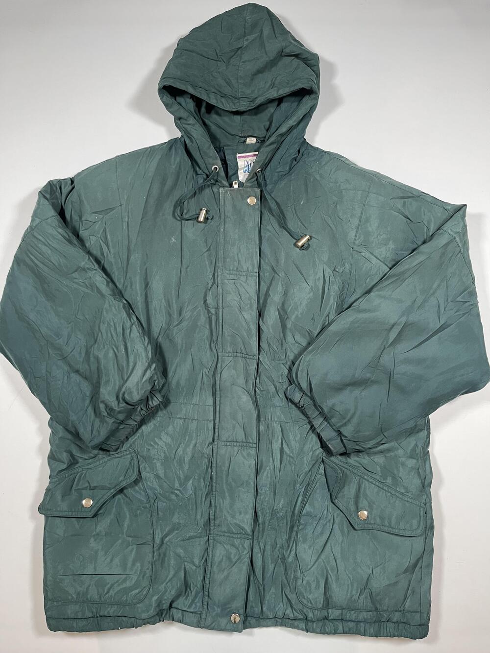 Vintage Aqua Togs Coat Mens XL Green Hooded Parka Quilted Insulated Winter